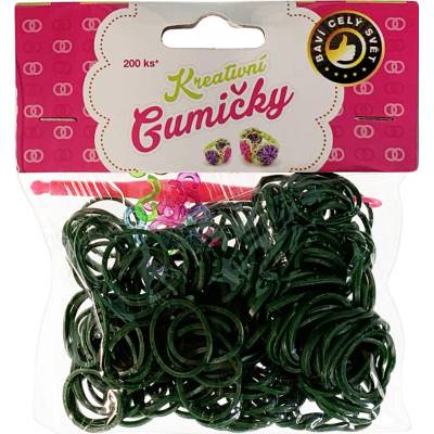 Loom Band s Pletací Gumičky tmavě zelené 200ks háček