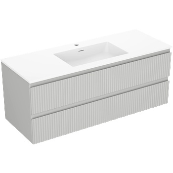 Mexen Rivel шкаф за баня 120 см с мивка Otis, 2 чекмеджета, оребрен, сив мат/бял (91A20-12047-2-BFF62-W18M01)