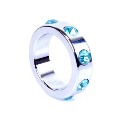 1Sexy Метален пенис пръстен Blue Diamonds 4 см