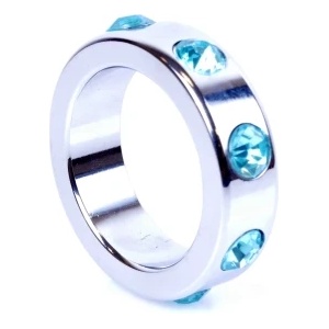 1Sexy Метален пенис пръстен Blue Diamonds 4 см