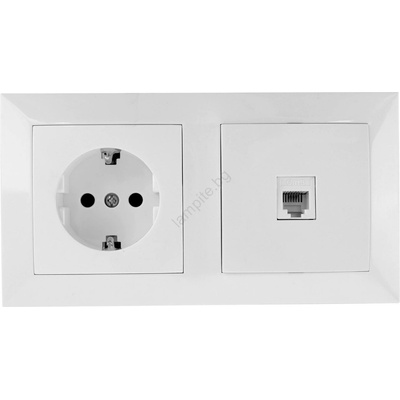 Aigostar - Ethernet розетка и SCHUKO розетка с бяла рамка (AI2829)