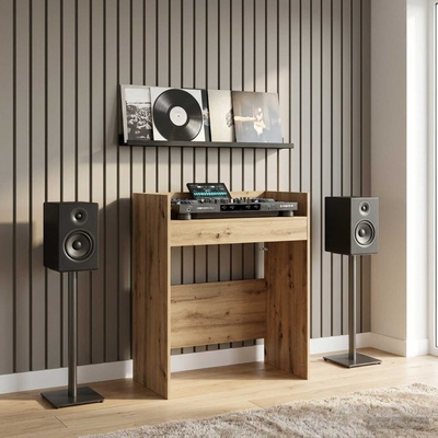vidaXL DJ маса Дъб артизан 102 x 45 x 102 см Инженерна дървесина (8006747)