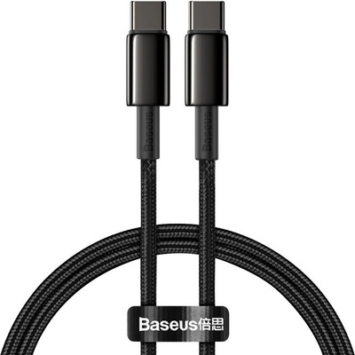BASEUS Tungsten Gold rýchlonabíjací / dátový kábel USB-C na USB-C 100W 1m CATWJ-01, čierna