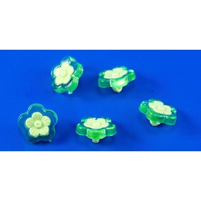 Gombík v tvare kvetinky so spodným prišitím - svetlozelená - priemer 1,5 cm