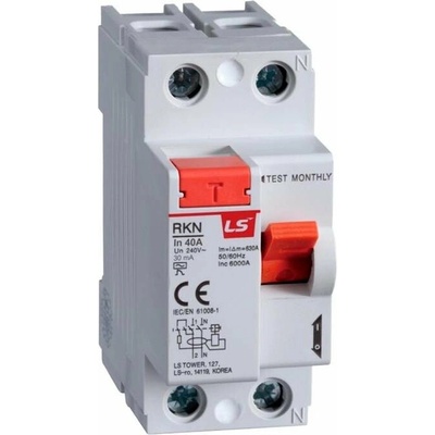 LSiS 2P 40A 0,03A diferenciální jistič typ A RKN2P 40A 30mA 06220450R0