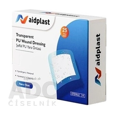 Aidplast Priehľadná sterilná náplasť na rany 9 x 10 cm 25 ks