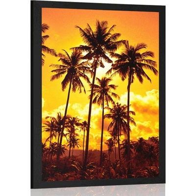 Plakát kokosové palmy na pláži - 40x60 white