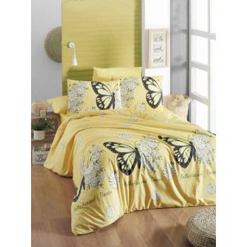 Image 1 of GoHome БЪТЪРФЛАЙ ЖЪЛТ - Спален комплект с чаршаф с ластик