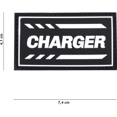 Gumová nášivka 101 Inc nápis Charger - čierna