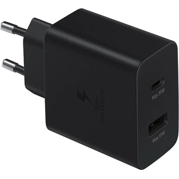 Samsung Power Adapter Duo 35W Wall Charger EP-TA220NB - захранване за ел. мрежа с USB, USB-C изход и технологии за бързо зареждане (черен) (ритейл опаковка)