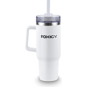 FOXIGY Термочаша за кола със сламка 1200 ml бяла