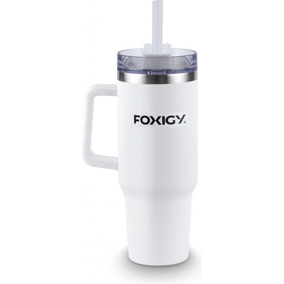 FOXIGY Термочаша за кола със сламка 1200 ml бяла