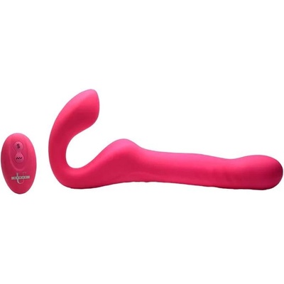XR Brands Mighty Thrust Thrusting and Vibrating Strapless Strap-On with Remote Control