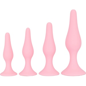SuperLove Anal Trainer Kit Silicone Butt Plugs Pink 4 Pack
