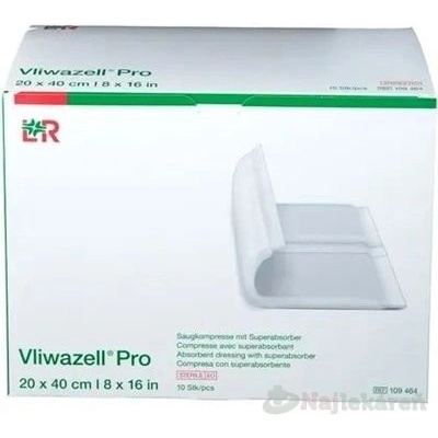 Vliwazell Pro Krytie na rany superabsorpčné sterilné 20 x 40 cm 10 ks