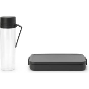Brabantia Контейнер за обяд Make & Take с бутилка сив 2 части (206689)