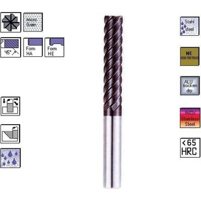 SK dokončovací fréza pr. 16,0 x 60,0 mm 8bř. 45° TiAlN , CERANIT 84.1600
