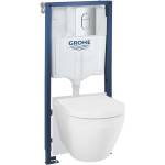 GROHE Solido - Комплект за монтаж пред стена, тоалетна чиния Euro Ceramic, седалка SoftClose и бутони Arena Cosmopolitan, Triple Vortex, хром 102514SH00 (102514SH00)