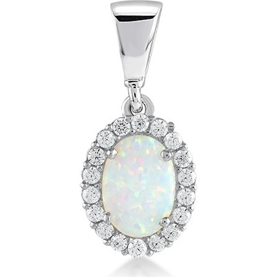 Lillian Vassago Přívěsek z bílého zlata s opálem a zirkony x 8 mm LLV11 WOWP 003/2