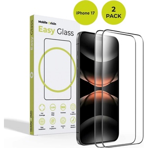 Mobile Origin 2 броя калени стъклени защитни покрития за дисплея на iPhone 17 - Mobile Origin EasyGlass Full Cover Tempered Glass 2 Pack (черен-прозрачен) (FRL-EG-i17-2pk)