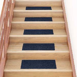 vidaXL Изтривалки за стълби, самозалепващи се, 30 бр. , 60x25 см, тъмносини, правоъгълни (3365713)