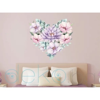 Image 1 of Сърце от нежни цветя - стикер с ефект на акварелна рисунка (3190)