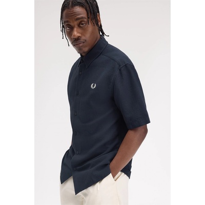 Fred Perry Риза с къс ръкав Fred Perry Men's Seersucker Short Sleeve Shirt - Navy 608