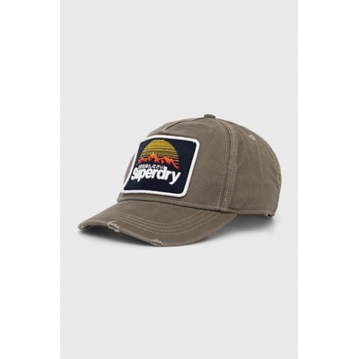 Superdry Памучна шапка с козирка Superdry в зелено с апликация (W9010177A.03O)