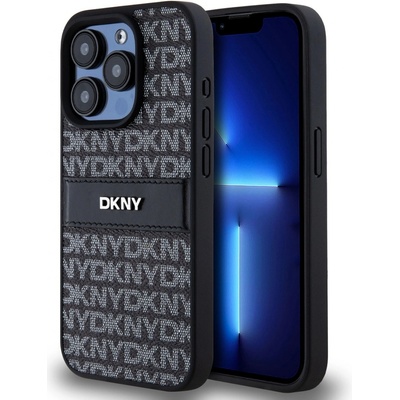DKNY PU Leather Repeat Pattern Tonal Stripe Apple iPhone 15 Pro Max Black DKHCP15XPRTHSLK