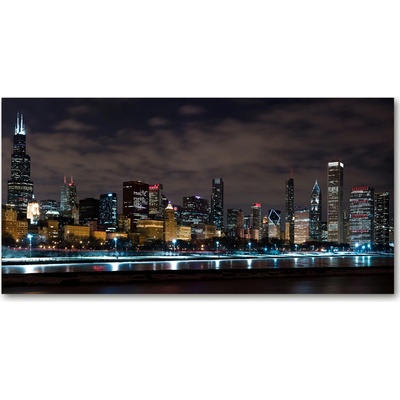 Fotoobraz na skle nočné Chicago 100x50 cm