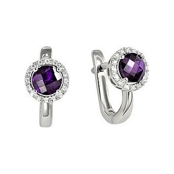 Blink-Blink zaujímavé diamantové náušnice s Ametystom 3352BAG