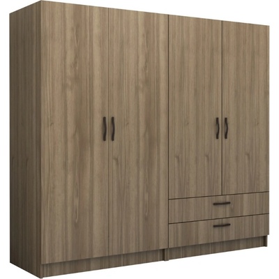 TopMebel Victoria четирикрилен гардероб от меламин в орехов цвят 200×60×181 см