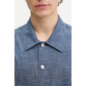 Sunflower Памучна риза Sunflower мъжка в тъмносиньо със свободна кройка с класическа яка 1251 (1251.SFR.KD)