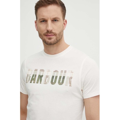 Barbour Памучна тениска Barbour в бежово с принт (MTS1275)