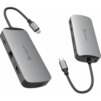 ADAM elements Мултифункционален хъб за свързване на допълнителна периферия за устройства с USB-C - Adam Elements Casa X VGA Hub USB-C 8K 10-in-1 (тъмносив) (AAPADHUBXGY)