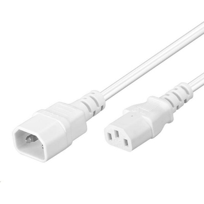 PremiumCord Prodlužovací kabel síť 230V, C13-C14, bílý 1m