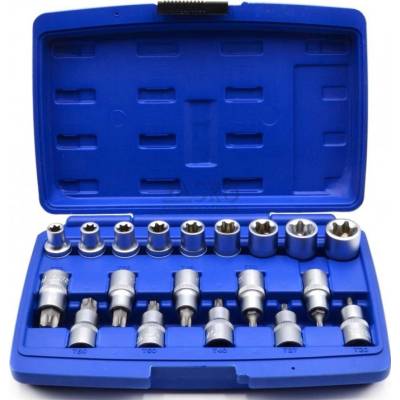 GEKO Sada 1/2" hlavíc TORX E10-E24 a 1/2" hlavíc s TORX bitmi T20-T70, 19-dielna,