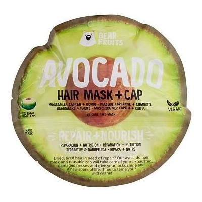 Bear Fruits Avocado Hair Mask + Cap 20 ml sada maska na vlasy Avocado Hair Mask 20 ml + čepice na vlasy unisex