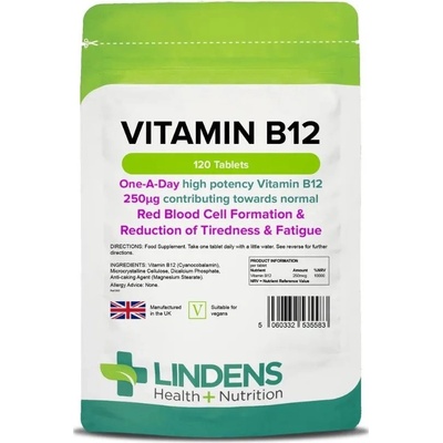 Lindens Health + Nutrition Vitamín B12 Kyanokobalamin 250 µg 120 tablet
