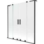 Mexen Velar L Duo параван за вана с плъзгащи се двойни крила 160 x 150 см, прозрачен, черен - 896-160-003-02-70 (896-160-003-02-70)