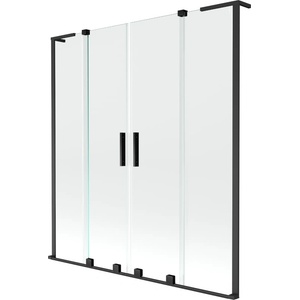 Mexen Velar L Duo параван за вана с плъзгащи се двойни крила 160 x 150 см, прозрачен, черен - 896-160-003-02-70 (896-160-003-02-70)