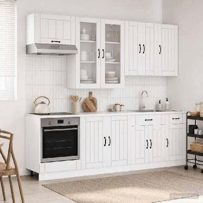 vidaXL Кухненски единица LUCCA 8 pcs Бял гланц Инженерна дървесина (3438147)