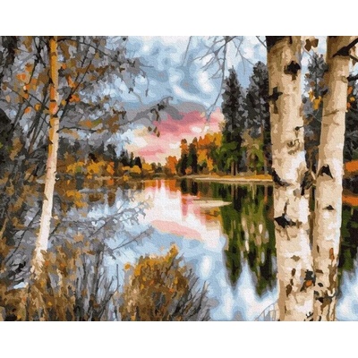 Norimpex - Puzzle Diamant painting: Birch trees on the lake shore 30x40cm - 1 - 39 piese