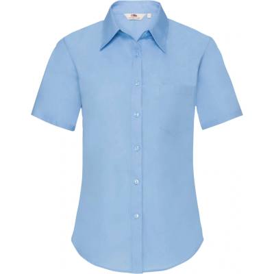 Fruit of the Loom F18•LADIES SHORT SLEEVE POPLIN SHIRT svetlomodrá
