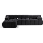 Micadoni Антрацитен модулен ъглов диван от букле (ляв ъгъл) Bellis - Micadoni Home (MIC_SET5L_213_F1_BELLIS4)