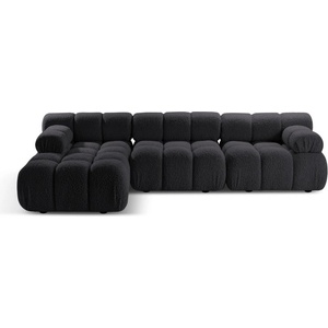Micadoni Антрацитен модулен ъглов диван от букле (ляв ъгъл) Bellis - Micadoni Home (MIC_SET5L_213_F1_BELLIS4)