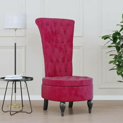 vidaXL židle s vysokým opěradlem vínová samet design s knoflíky