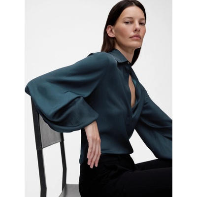 Gap saténová košeľa GapStudio od Zac Posen tmavomodrá