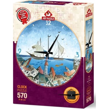 Image 1 of Art Puzzle Пъзел-часовник Art Puzzle от 570 части - Морски град (5103)