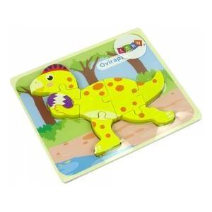 LEAN Toys Wooden Puzzle Dinosaur Stegosaurus Yellow
